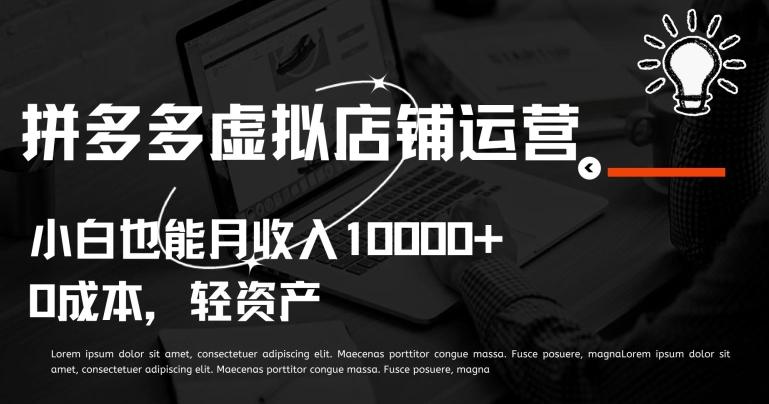 拼多多虚拟店铺运营小白也能月收入10000+【揭秘】-泡泡网赚