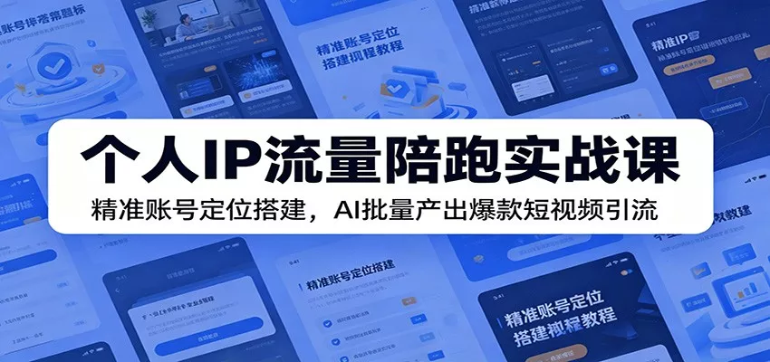 个人IP流量陪跑实战课：精准账号定位搭建，AI批量产出爆款短视频引流-泡泡网赚