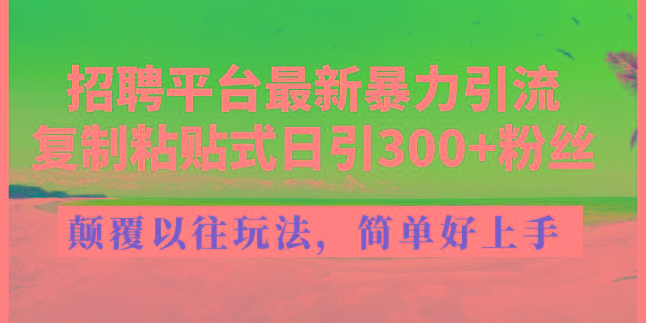 招聘平台最新暴力引流，复制粘贴式日引300+粉丝，颠覆以往垃圾玩法，简…-泡泡网赚