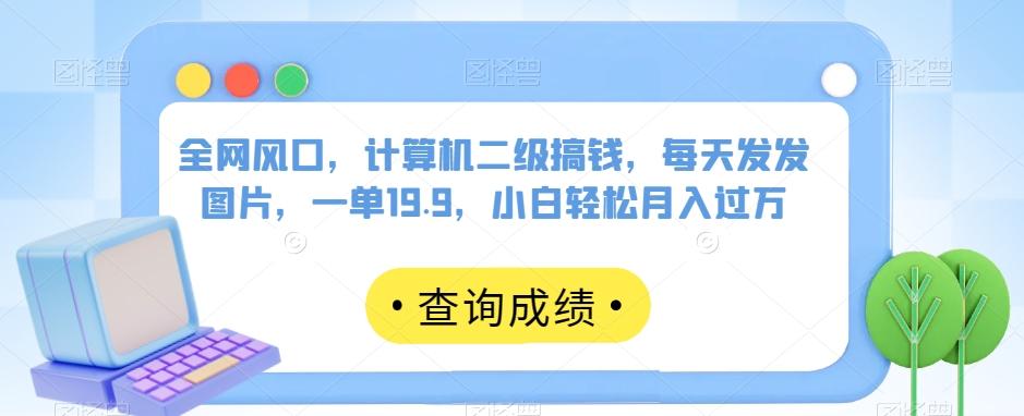 全网风口，计算机二级搞钱，每天发发图片，一单19.9，小白轻松月入过万【揭秘】-泡泡网赚