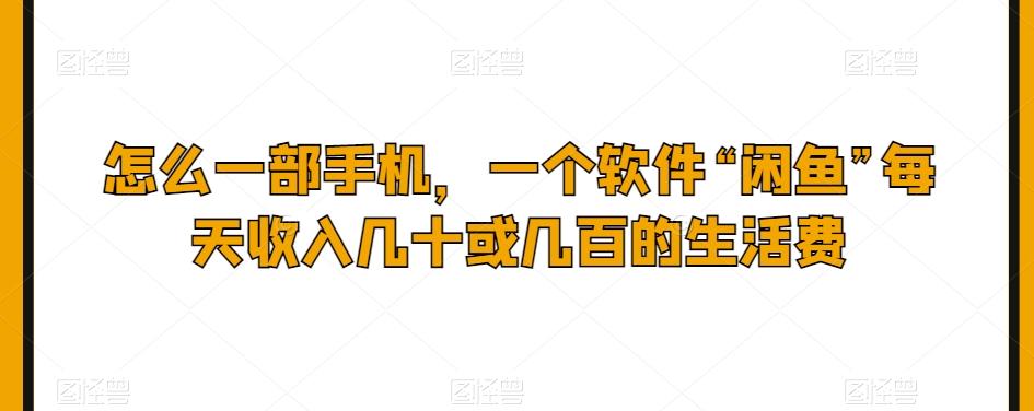怎么一部手机，一个软件“闲鱼”每天收入几十或几百的生活费-泡泡网赚