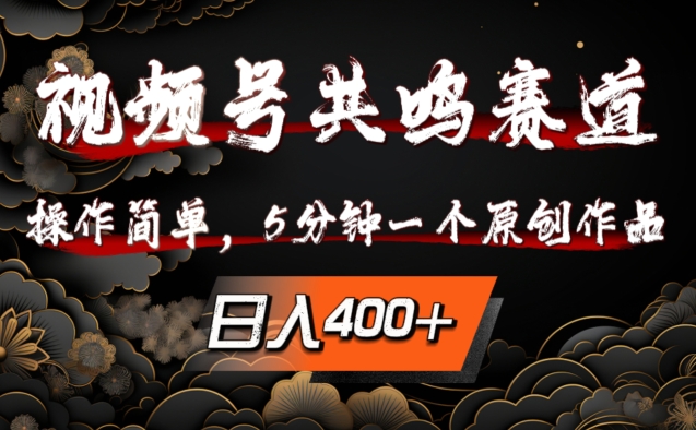 视频号共鸣赛道，操作简单，5分钟1个原创作品，日入几张【揭秘】-泡泡网赚