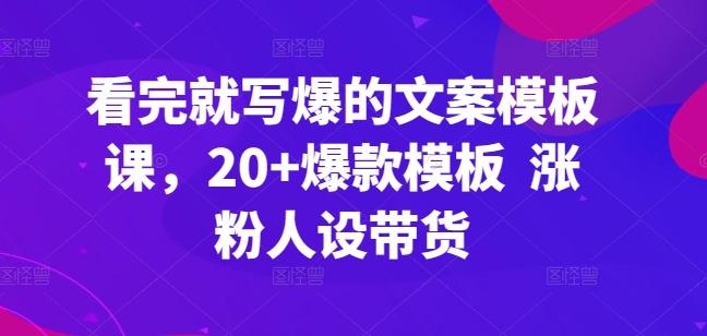 看完就写爆的文案模板课，20+爆款模板  涨粉人设带货-泡泡网赚