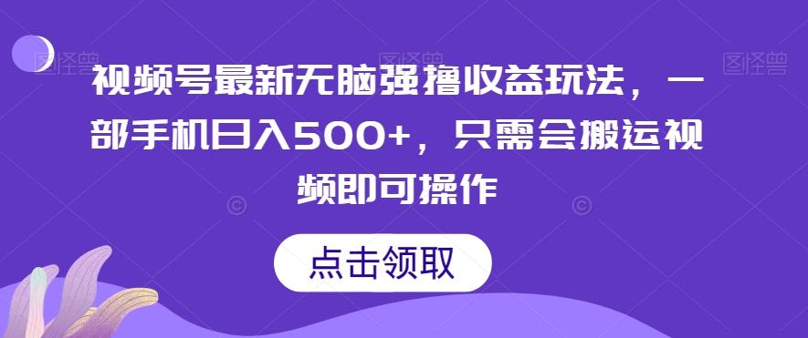 视频号最新无脑强撸收益玩法，一部手机日入500+，只需会搬运视频即可操作-泡泡网赚