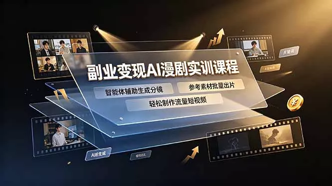 副业变现AI漫剧实训课程，智能体辅助生成分镜，参考素材批量出片，轻松制作流量短视频-泡泡网赚