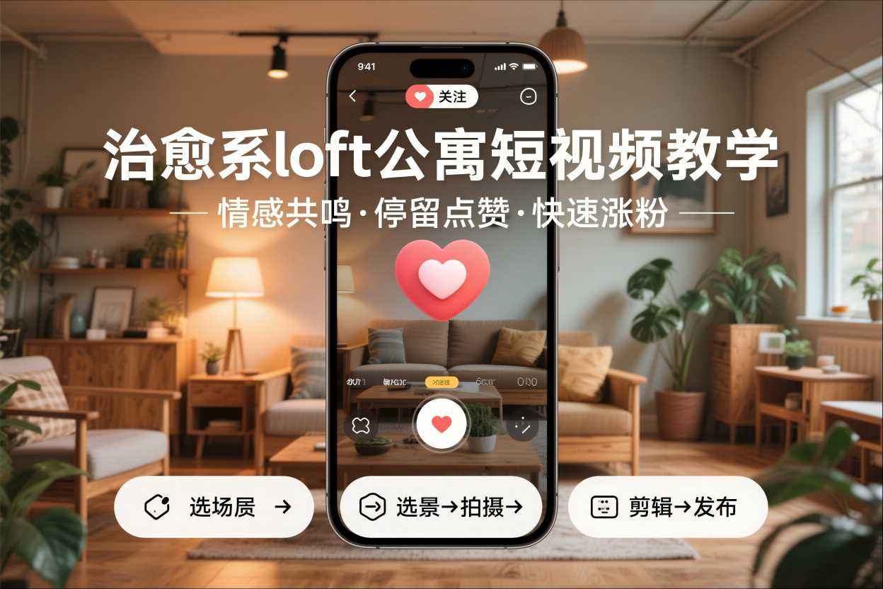 治愈系loft公寓短视频制作教学，情感共鸣引停留点赞关注，快速起号涨粉-泡泡网赚