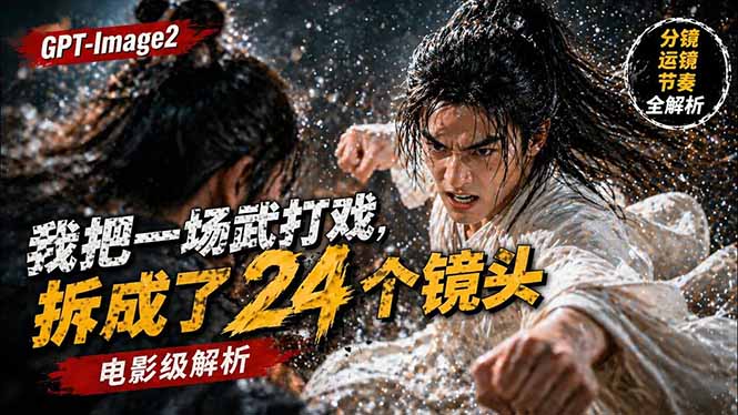 用GPT-Image2，把一段武打对决拆成24个连续镜头，从人物建立、动作衔接、运镜节奏，到情绪爆发-泡泡网赚