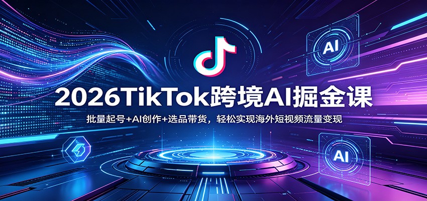 2026TikTok跨境AI掘金课：批量起号+AI创作+选品带货，轻松实现海外短视频流量变现-泡泡网赚