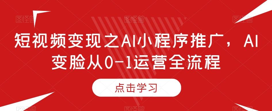 短视频变现之AI小程序推广，AI变脸从0-1运营全流程-泡泡网赚