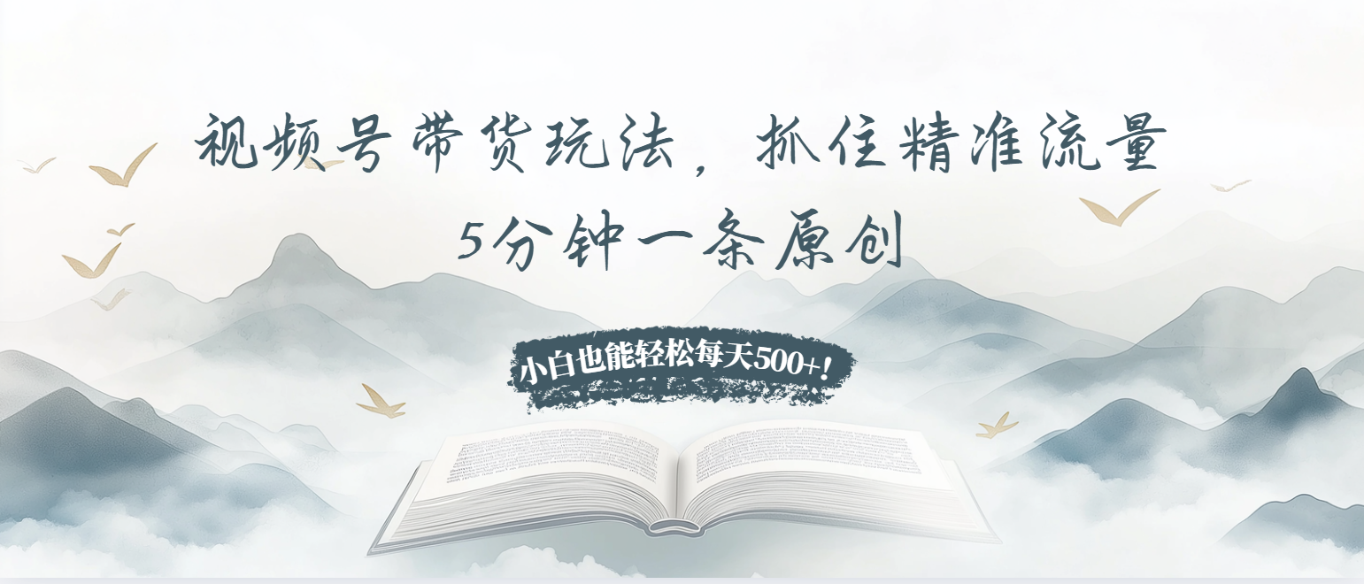 视频号带货玩法，抓住精准流量，5分钟一条原创，小白也能轻松每天500+！-泡泡网赚