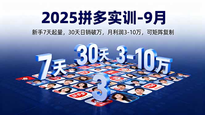 2025拼多多实训-9月：新手7天起量,30天日销破万,月利润3-10万,可矩阵复制-泡泡网赚