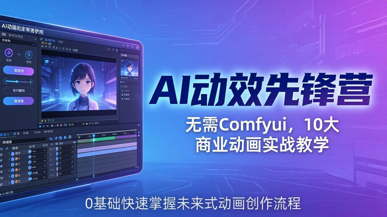 AI 动效先锋营：无需Comfyui，10大商业动画实战教学，0基础快速掌握未来式动画创作流程-泡泡网赚