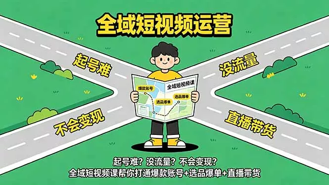 起号难？没流量？不会变现？全域短视频课帮你打通爆款账号+选品爆单+直播带货-泡泡网赚