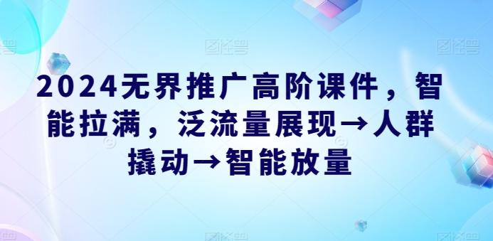 2024无界推广高阶课件，智能拉满，泛流量展现→人群撬动→智能放量-泡泡网赚