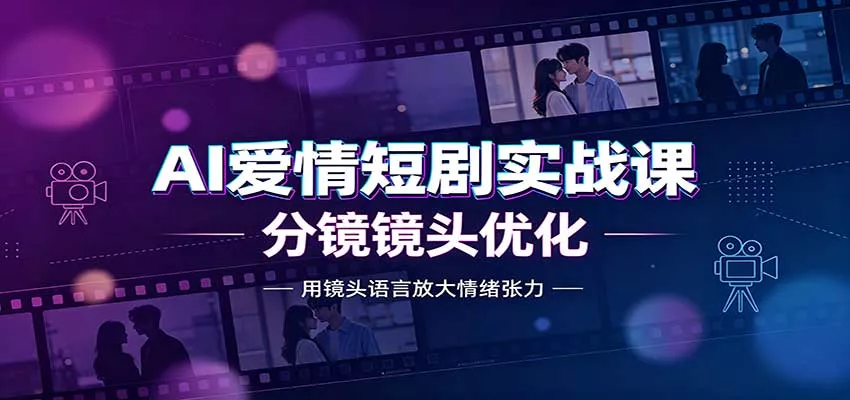 AI爱情短剧实战课：故事剧本创作，分镜镜头优化，智能体提示词-泡泡网赚