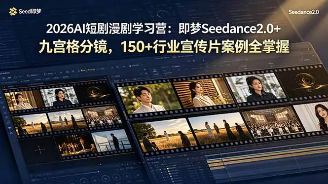 2026AI短剧漫剧学习营：即梦Seedance2.0+九宫格分镜，150+行业宣传片案例全掌握-泡泡网赚