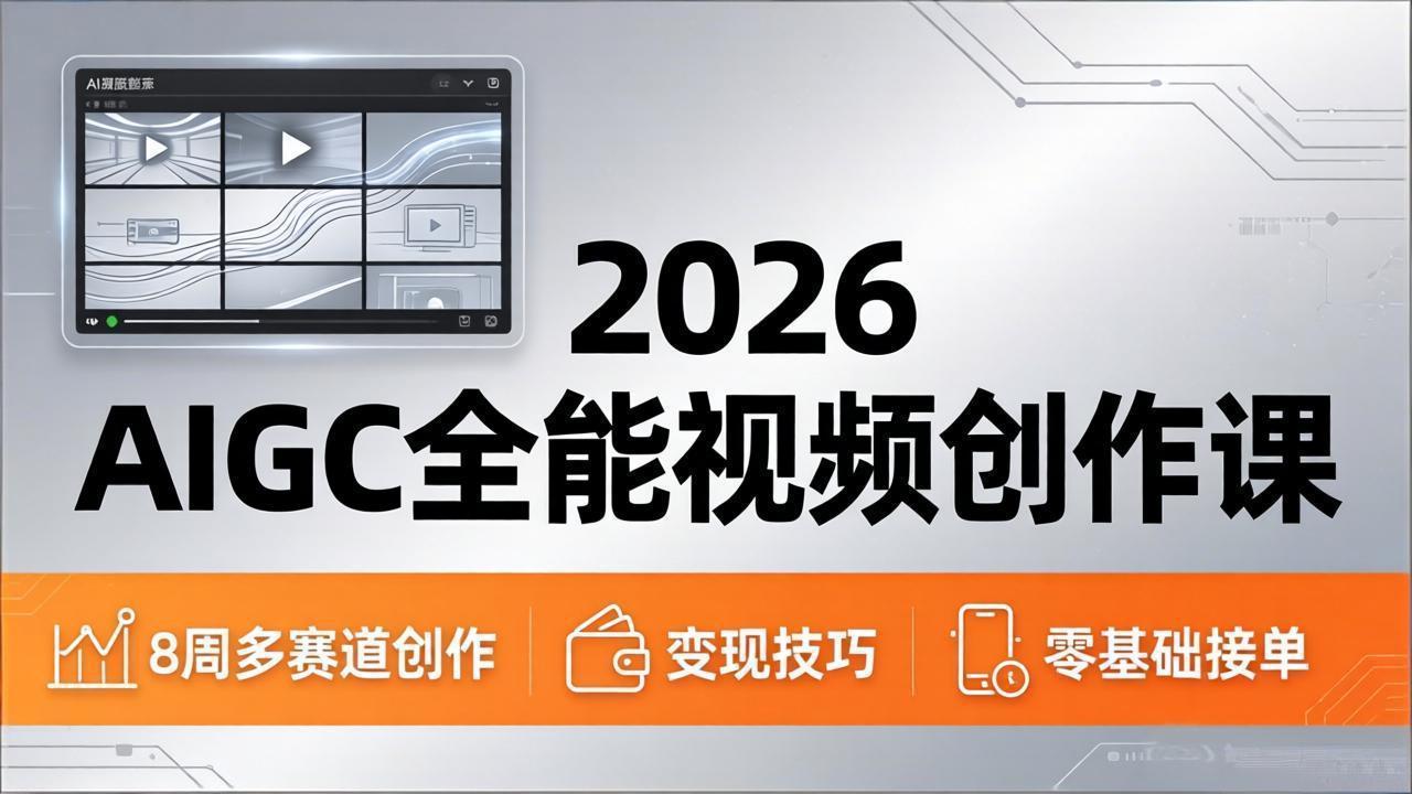 2026AIGC全能视频创作课，8周吃透多赛道创作+变现，零基础也能高效出片接单-泡泡网赚