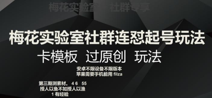 梅花实验室社群连怼起号玩法，卡模板过原创玩法【揭秘】-泡泡网赚