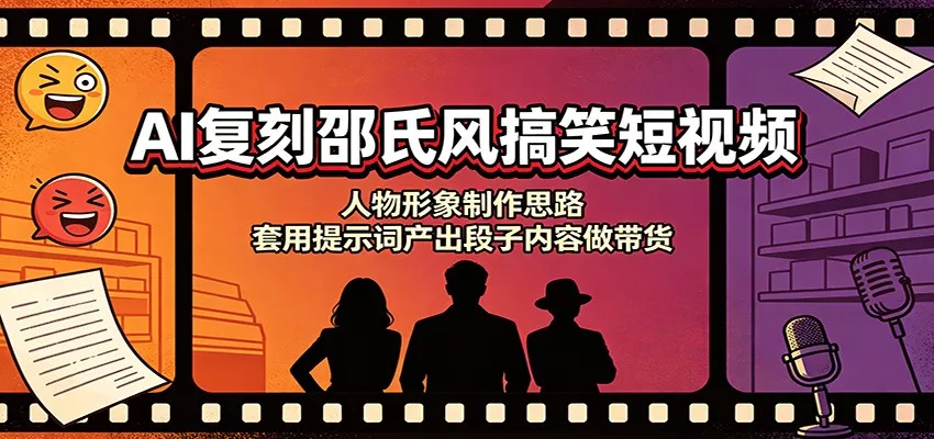 AI复刻邵氏风搞笑短视频：人物形象制作思路，套用提示词产出段子内容做带货-泡泡网赚