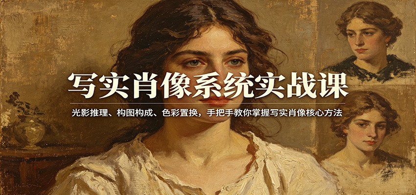 写实肖像系统实战课：光影推理、构图构成、色彩置换，手把手教你掌握写实肖像核心方法-泡泡网赚