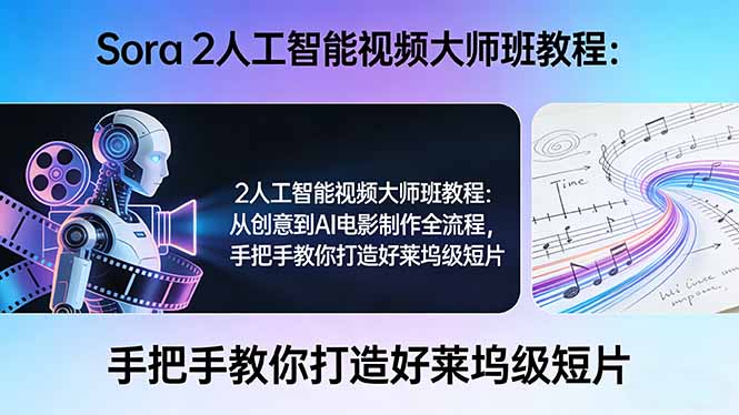 Sora 2人工智能视频大师班教程：从创意到AI电影制作全流程，手把手教你打造好莱坞级短片-泡泡网赚