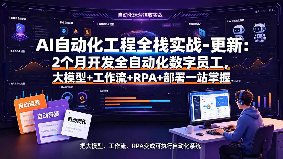 AI自动化工程全栈实战-更新：2个月开发全自动化数字员工，大模型+工作流+RPA+部署一站式掌握-泡泡网赚