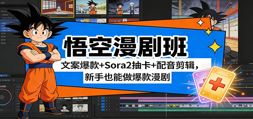 悟空漫剧班：文案爆款+Sora2抽卡+配音剪辑，新手也能做爆款漫剧-泡泡网赚