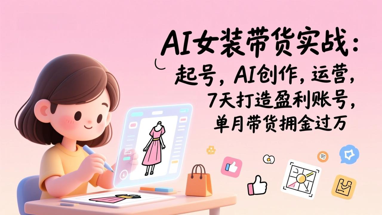 AI女装带货实战：起号，AI创作，运营，7天打造盈利账号，单月带货佣金过万-泡泡网赚