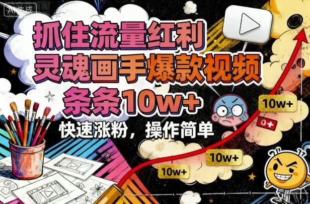 抓住流量红利，灵魂画手爆款视频，条条10w+，快速涨粉，操作简单-泡泡网赚