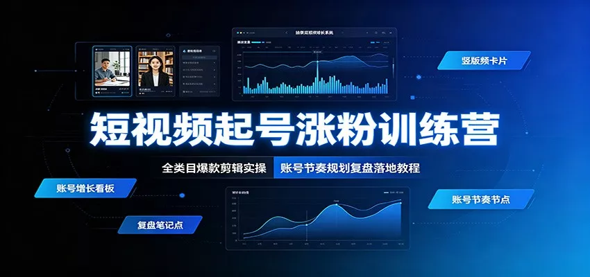 短视频起号涨粉训练营：全类目爆款剪辑实操，账号节奏规划复盘落地教程-泡泡网赚