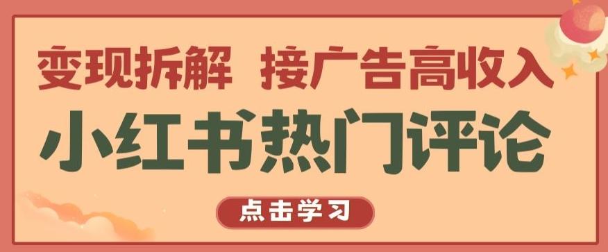 小红书热门评论，变现拆解，接广告高收入【揭秘 】-泡泡网赚