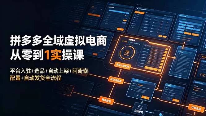 拼多多全域虚拟电商从零到1实操课：平台入驻+选品+自动上架+阿奇索配置+自动发货全流程-泡泡网赚
