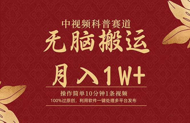 (9846期)中视频科普赛道，10分钟1条视频，条条爆款，100%过原创，无脑搬运月入1W+-泡泡网赚