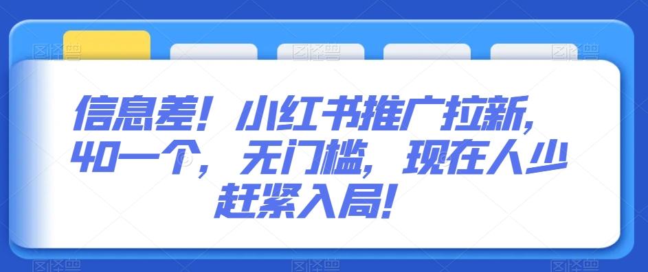 信息差！小红书推广拉新，40一个，无门槛，现在人少赶紧入局！-泡泡网赚