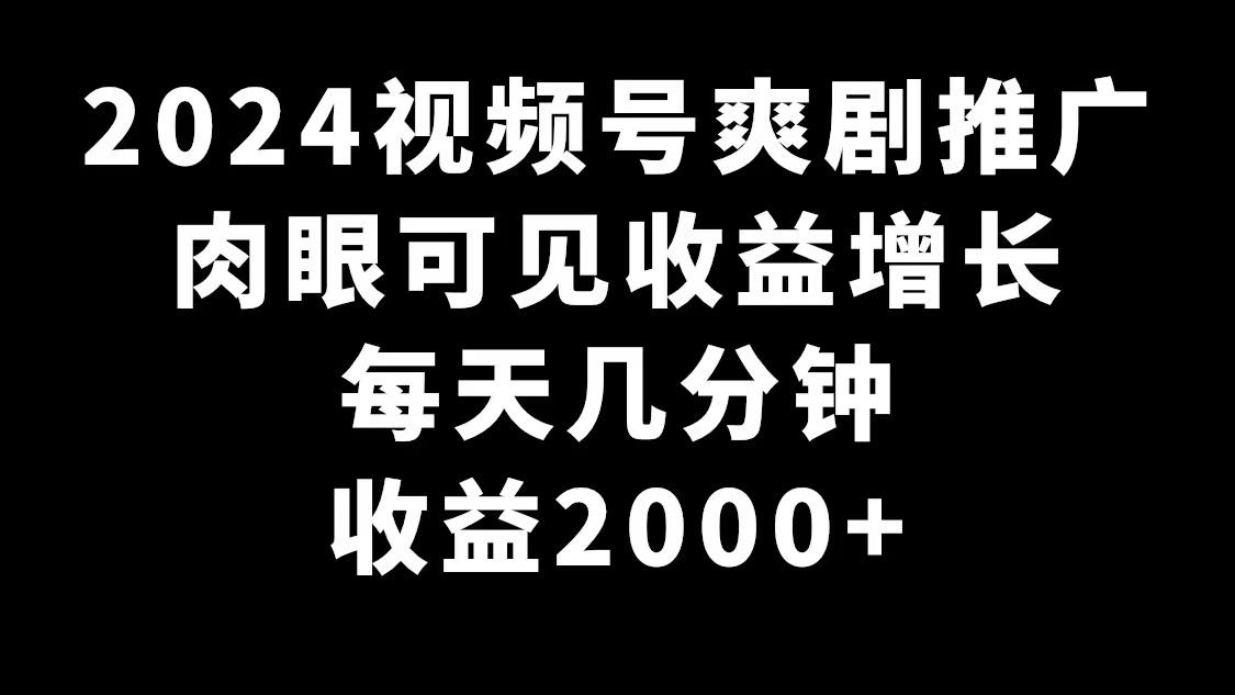 2024视频号爽剧推广，肉眼可见的收益增长，每天几分钟收益2000+-泡泡网赚