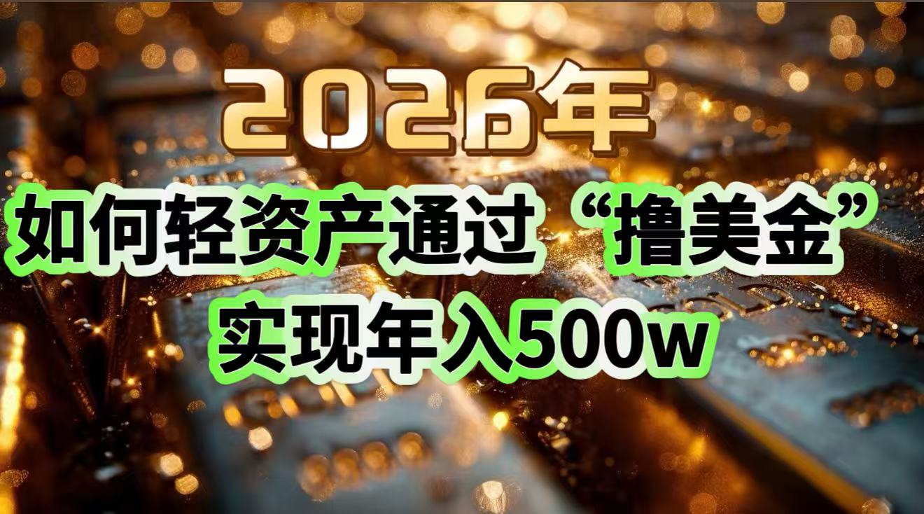 2026年如何轻资产通过“撸美金”实现年入500w-泡泡网赚