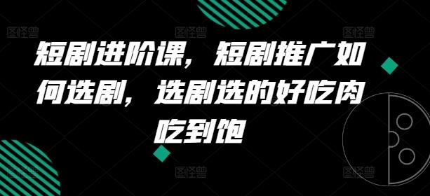 短剧进阶课，短剧推广如何选剧，选剧选的好吃肉吃到饱-泡泡网赚
