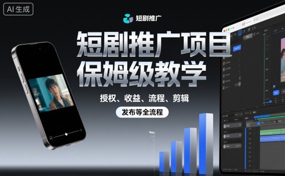 短剧推广项目保姆级教学，授权、收益、流程、剪辑，发布等全流程-泡泡网赚