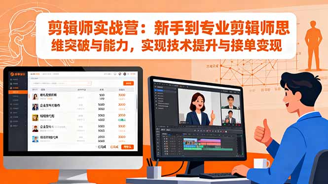 剪辑师实战营：新手到专业剪辑师思维突破与能力，实现技术提升与接单变现-泡泡网赚