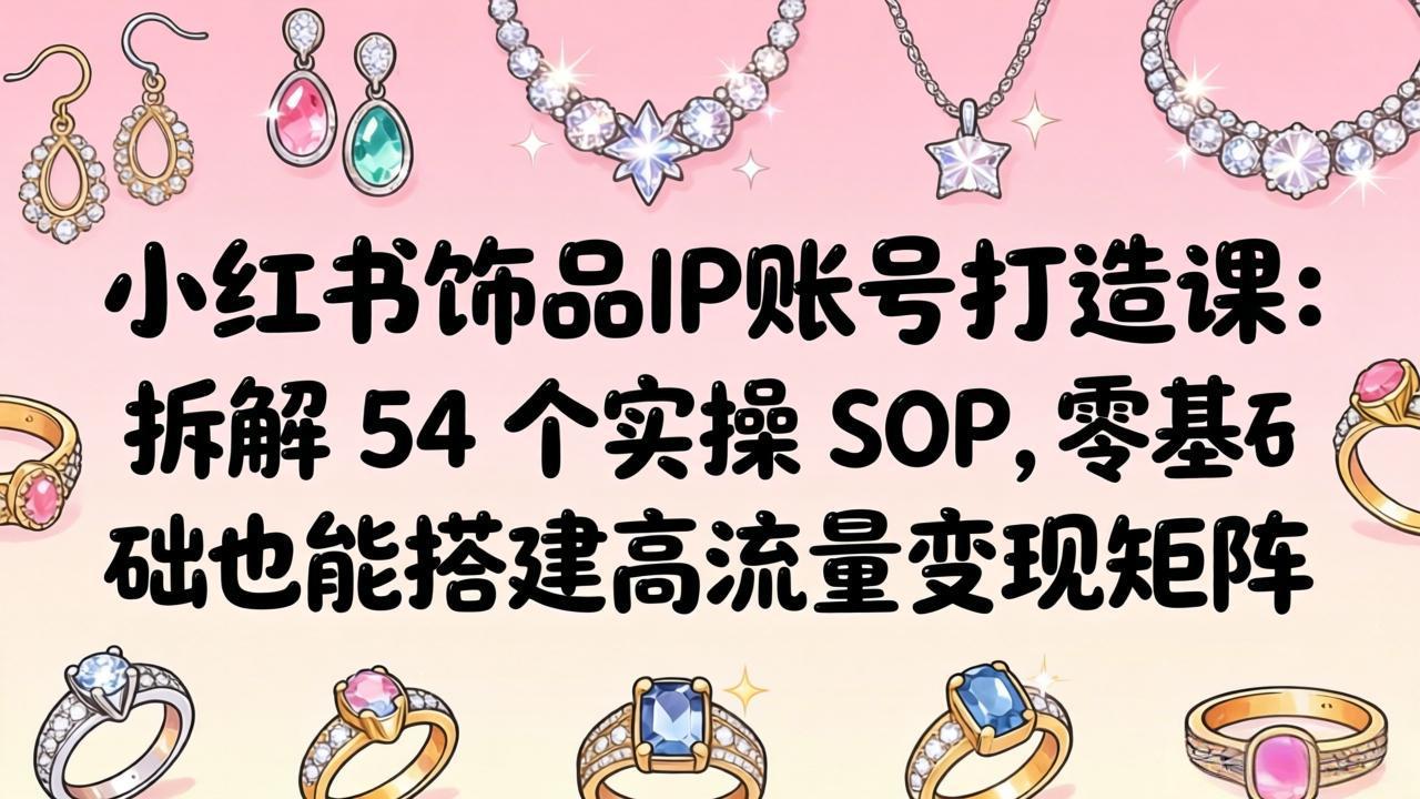 小红书饰品IP账号打造课：拆解 54 个实操 SOP，零基础也能搭建高流量变现矩阵-泡泡网赚