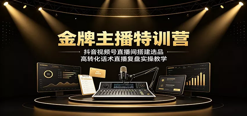 金牌主播特训营：抖音视频号直播间搭建选品，高转化话术直播复盘实操教学-泡泡网赚