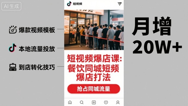 短视频爆店课，餐饮同城短视频爆店打法-泡泡网赚