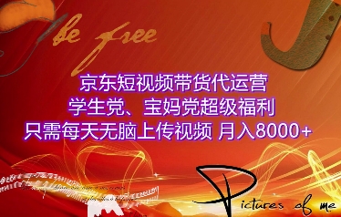京东短视频带货代运营，学生党、宝妈党超级福利，只需每天无脑上传视频，月入8000+【仅揭秘】-泡泡网赚