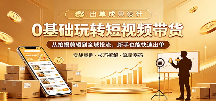 0基础玩转短视频带货：从拍摄剪辑到全域投流，新手也能快速出单-泡泡网赚