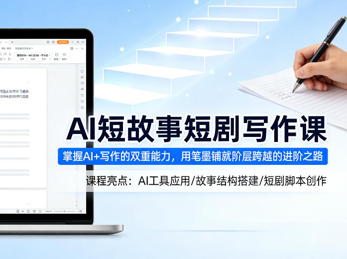 AI短故事短剧写作课，掌握AI+写作的双重能力，用笔墨铺就阶层跨越的进阶之路-泡泡网赚