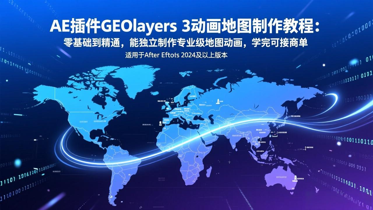 AE插件GEOlayers 3动画地图制作教程：零基础到精通，能独立制作专业级地图动画，学完可接商单-泡泡网赚