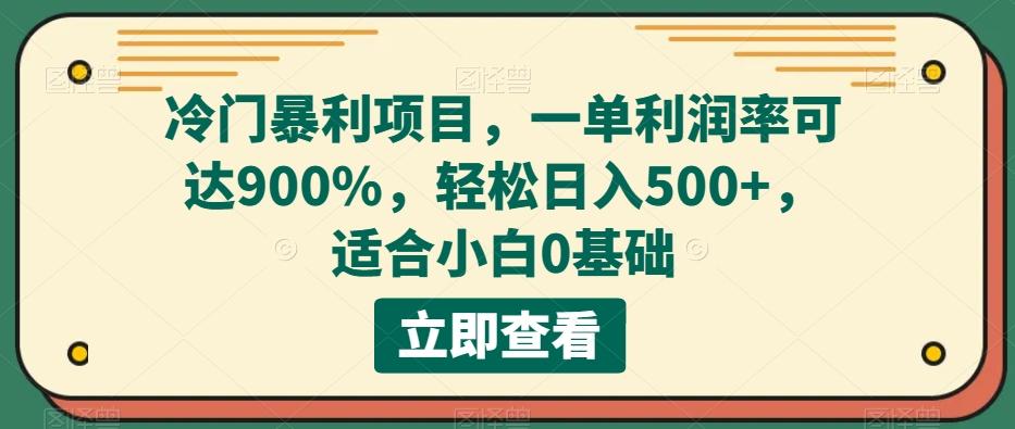 冷门暴利项目，一单利润率可达900%，轻松日入500+，适合小白0基础-泡泡网赚
