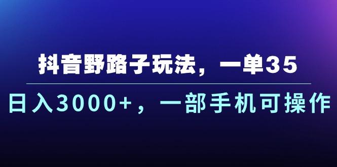 抖音野路子玩法，一单35.日入3000+，一部手机可操作-泡泡网赚