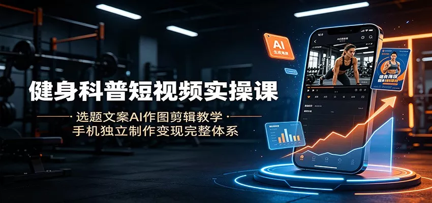 健身科普短视频实操课：选题文案AI作图剪辑教学，手机独立制作变现完整体系-泡泡网赚