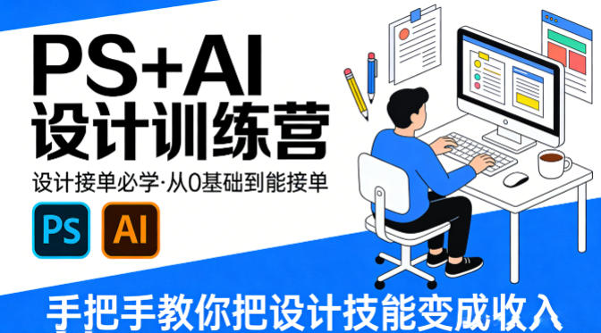 设计接单必学，PS+AI设计训练营，从0基础到能接单，手把手教你把设计技能变成收入-泡泡网赚